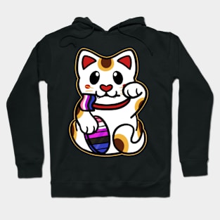 LGBTQ+ Pride Lucky Cat - Genderfluid Hoodie